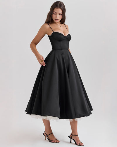 Floating Elegance Satin Midi Dress