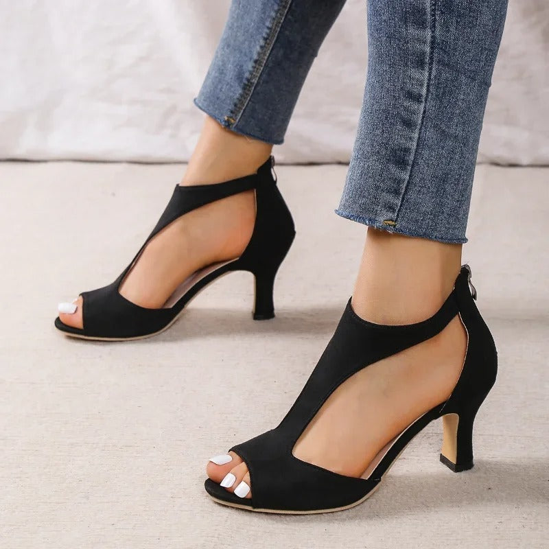 Elegant Open-Toe Comfort Heels