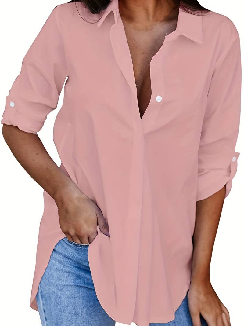 All-Day Comfort Button Blouse