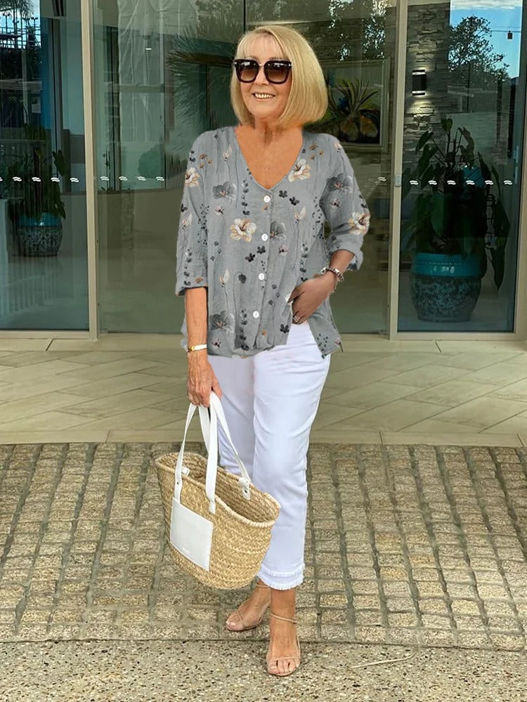 Floral-Print Statement Blouse