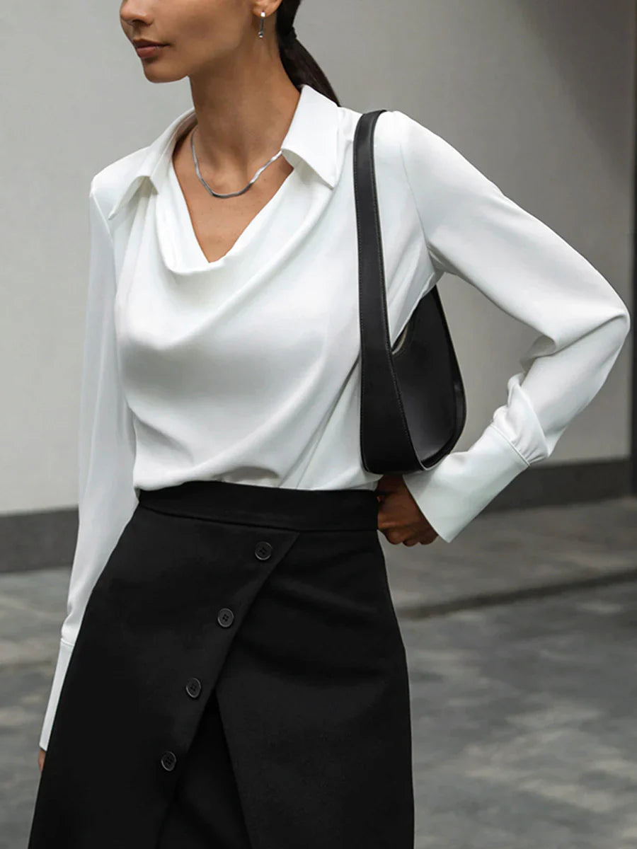 Elegant V-Neck Pleated Blouse