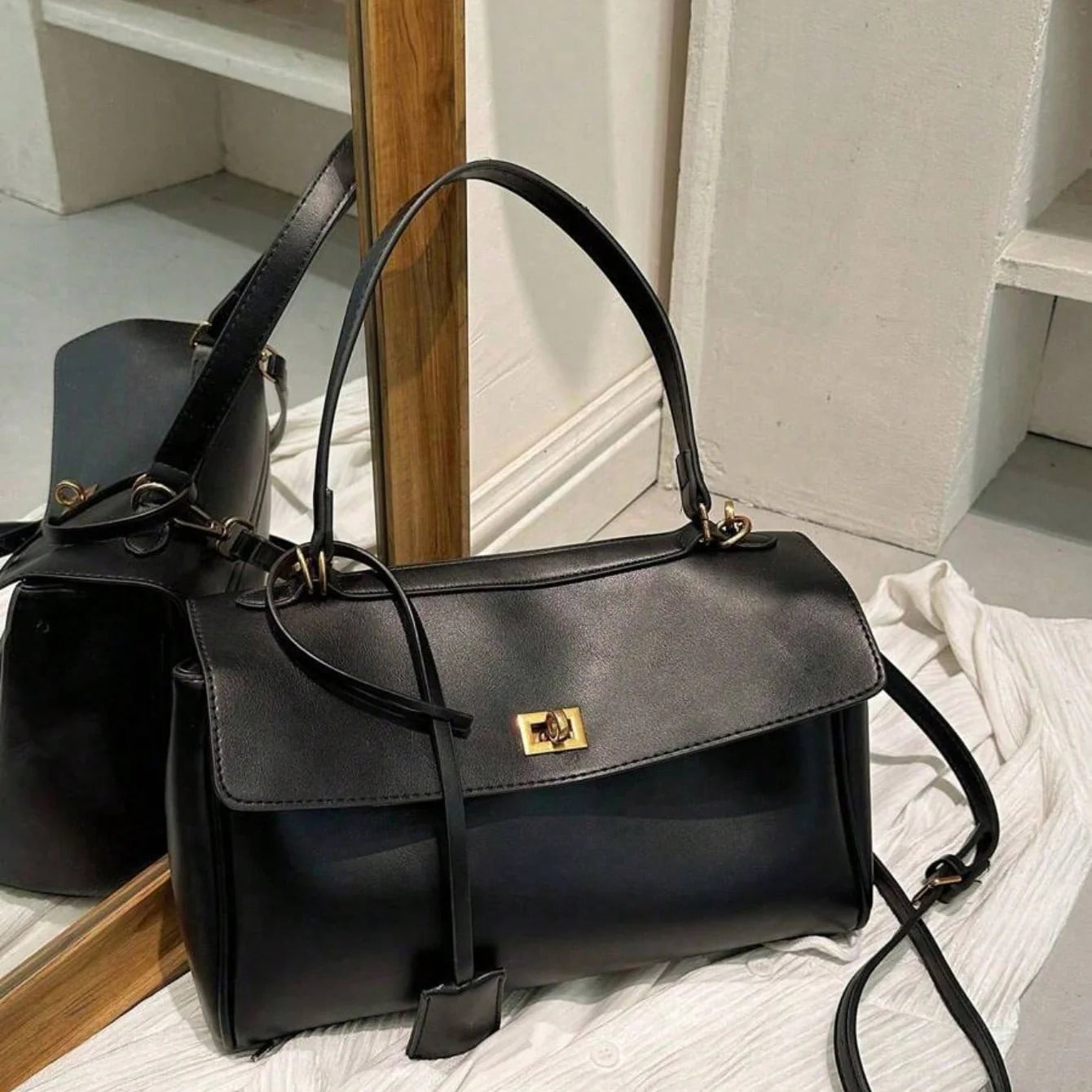 Gold-Hardware Crossbody Bag