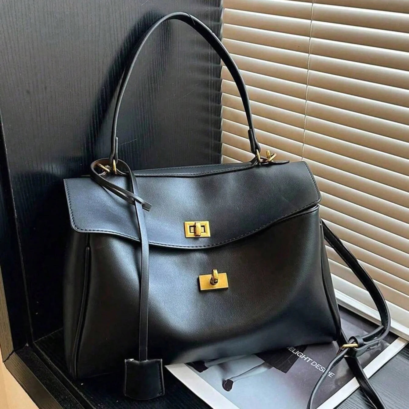 Gold-Hardware Crossbody Bag