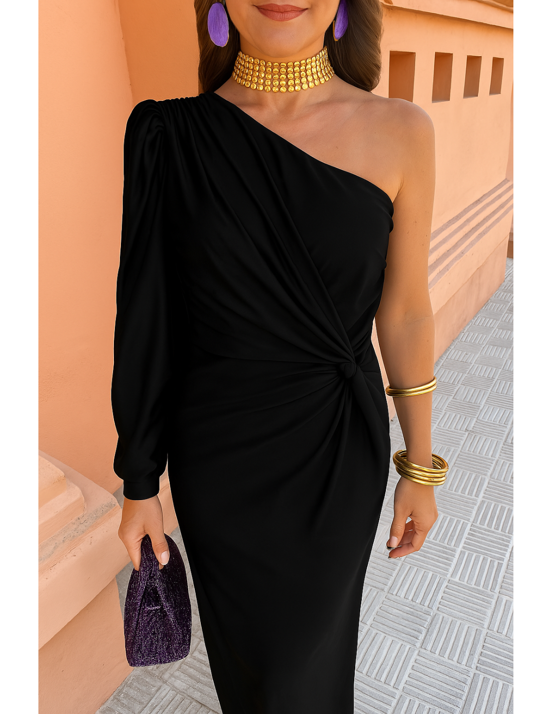 Flattering One-Shoulder Evening Dress