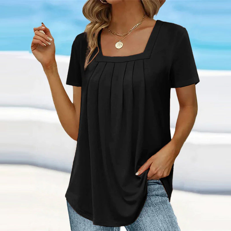 Graceful Square-Neck Blouse