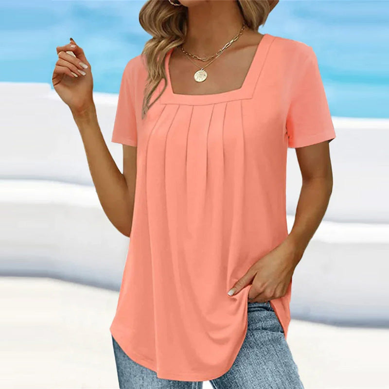 Graceful Square-Neck Blouse