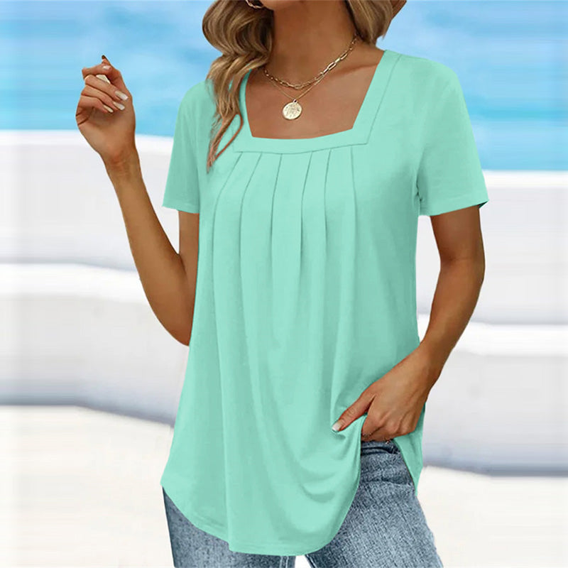 Graceful Square-Neck Blouse