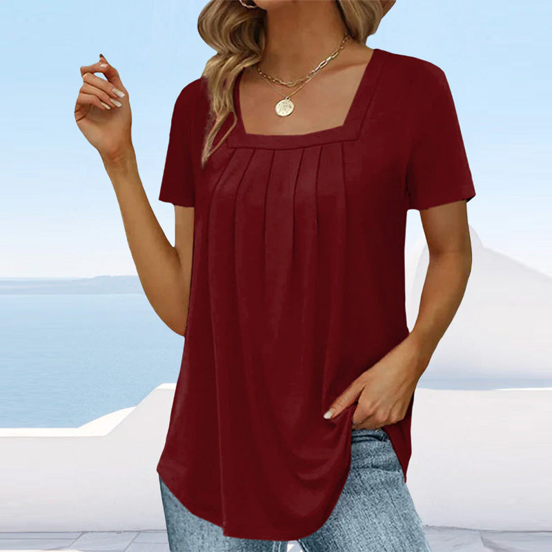 Graceful Square-Neck Blouse