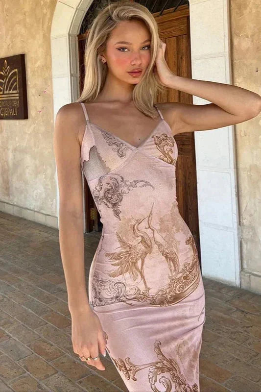 Vibrant Boho V-Neck Suspender Dress