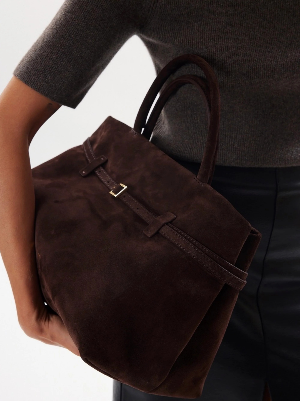 Sophisticated Buckle Top Handle Bag