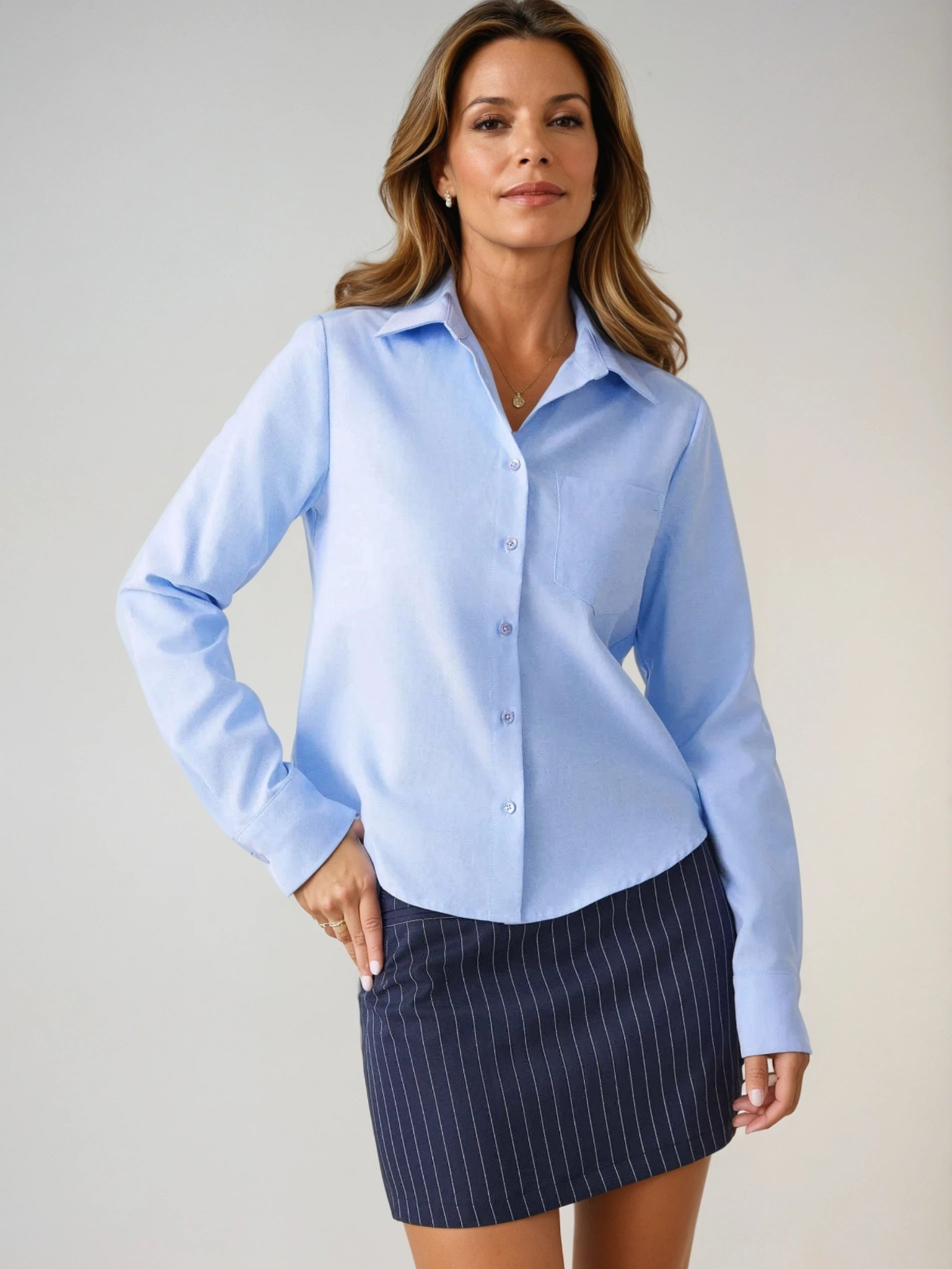 Office-Ready Tailored Blue Shirt
