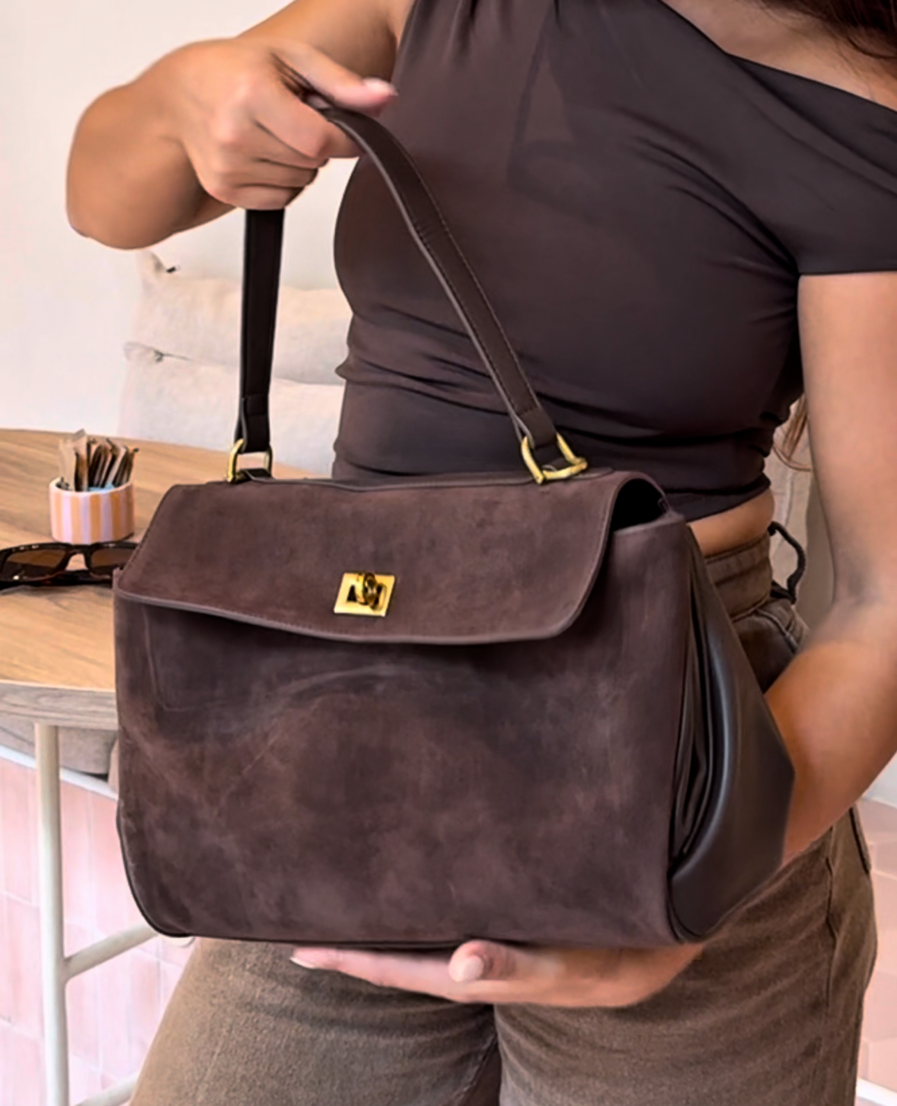 Convertible Gold-Trim Crossbody