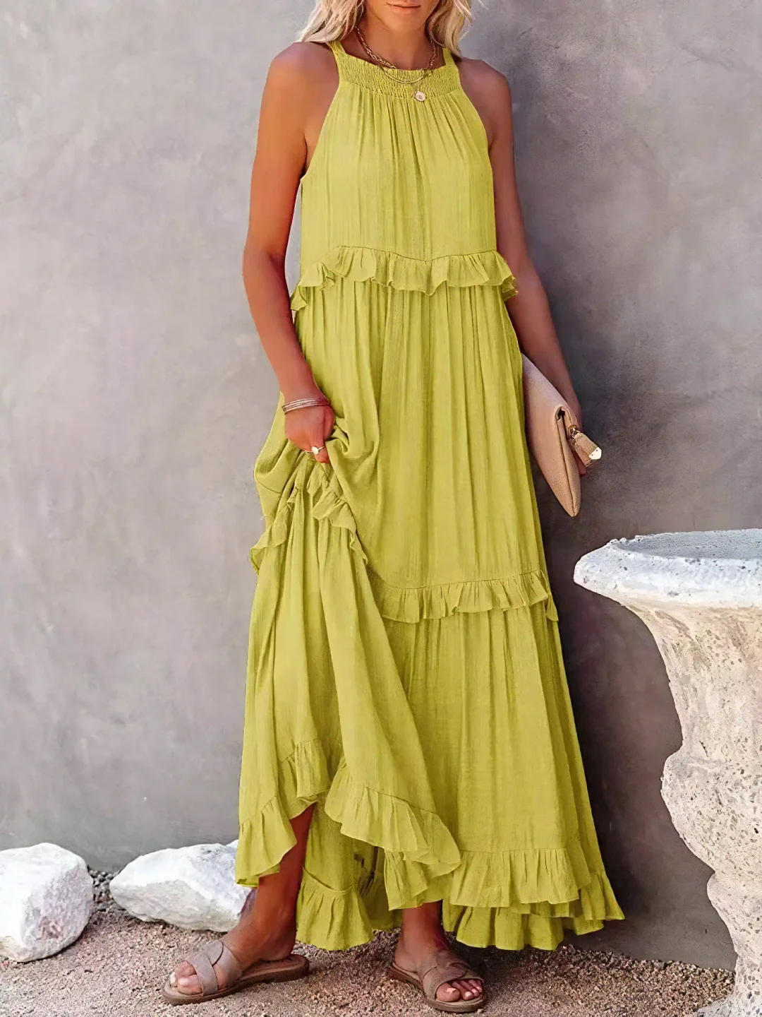 Breezy-Ruffle Maxi Dress