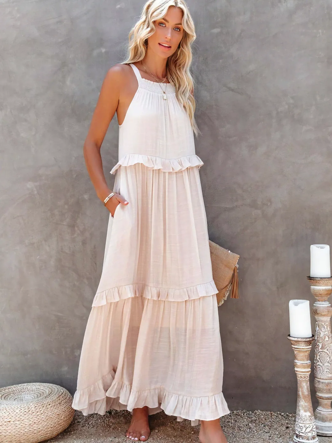 Breezy-Ruffle Maxi Dress