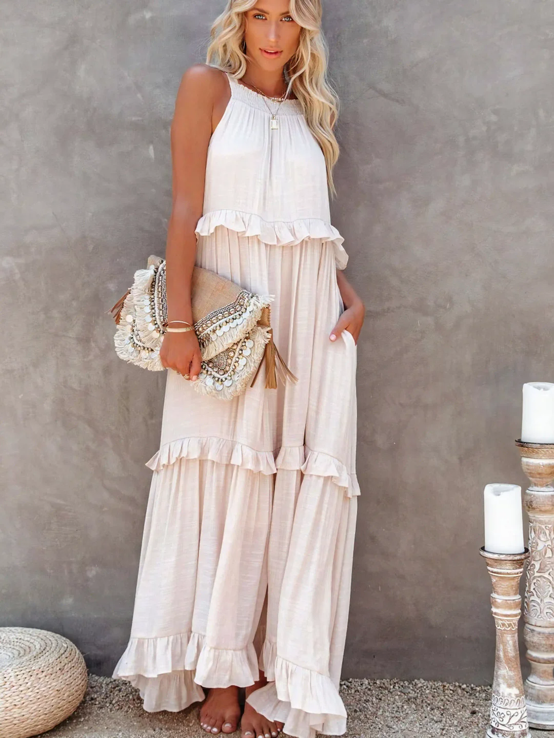Breezy-Ruffle Maxi Dress