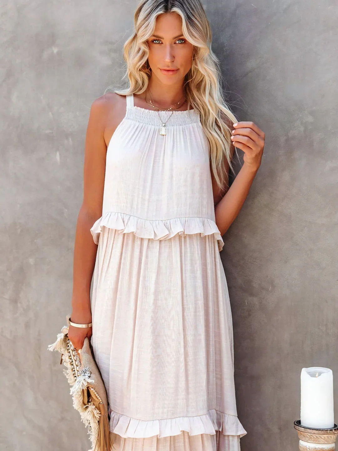 Breezy-Ruffle Maxi Dress