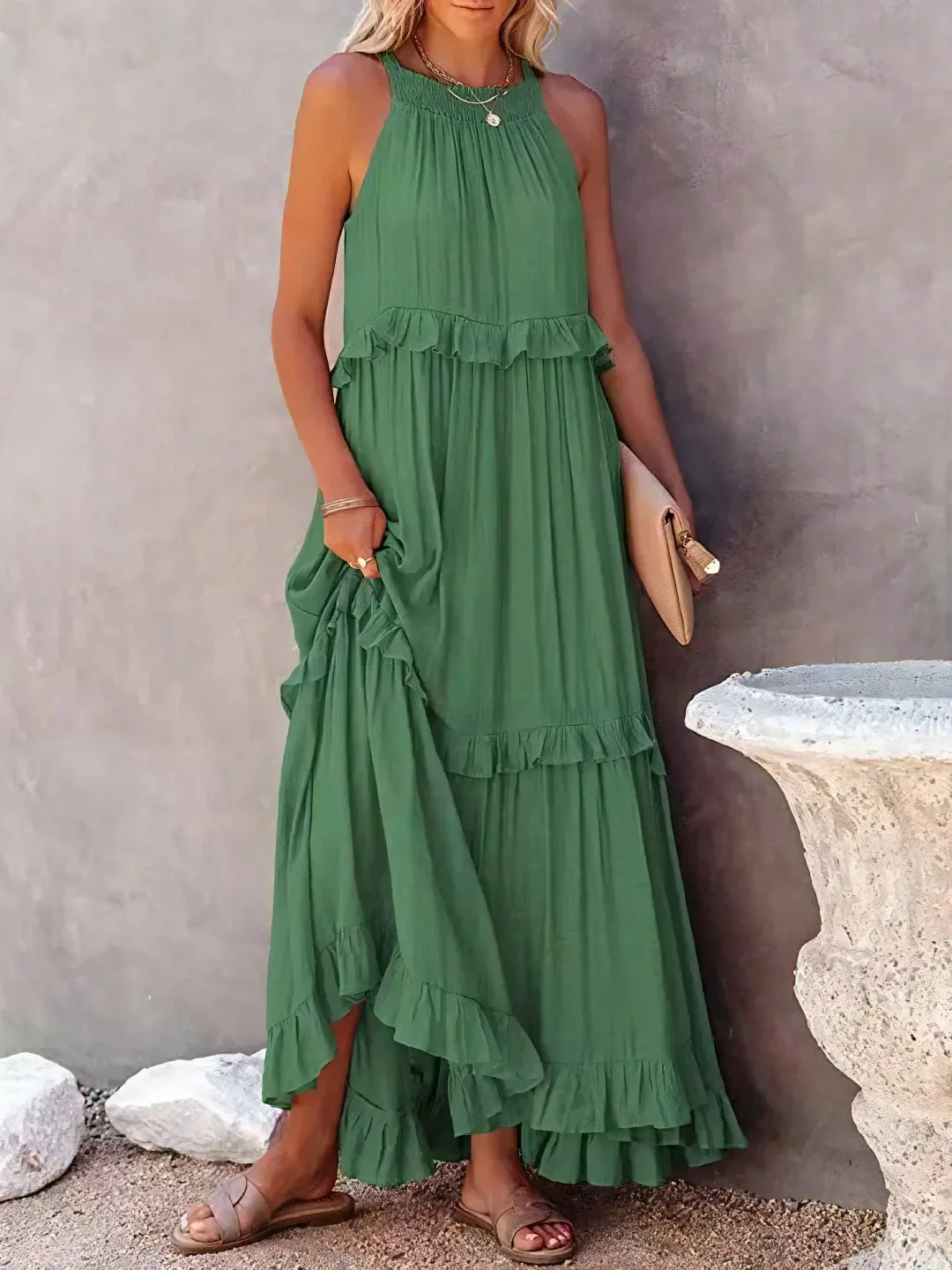 Breezy-Ruffle Maxi Dress