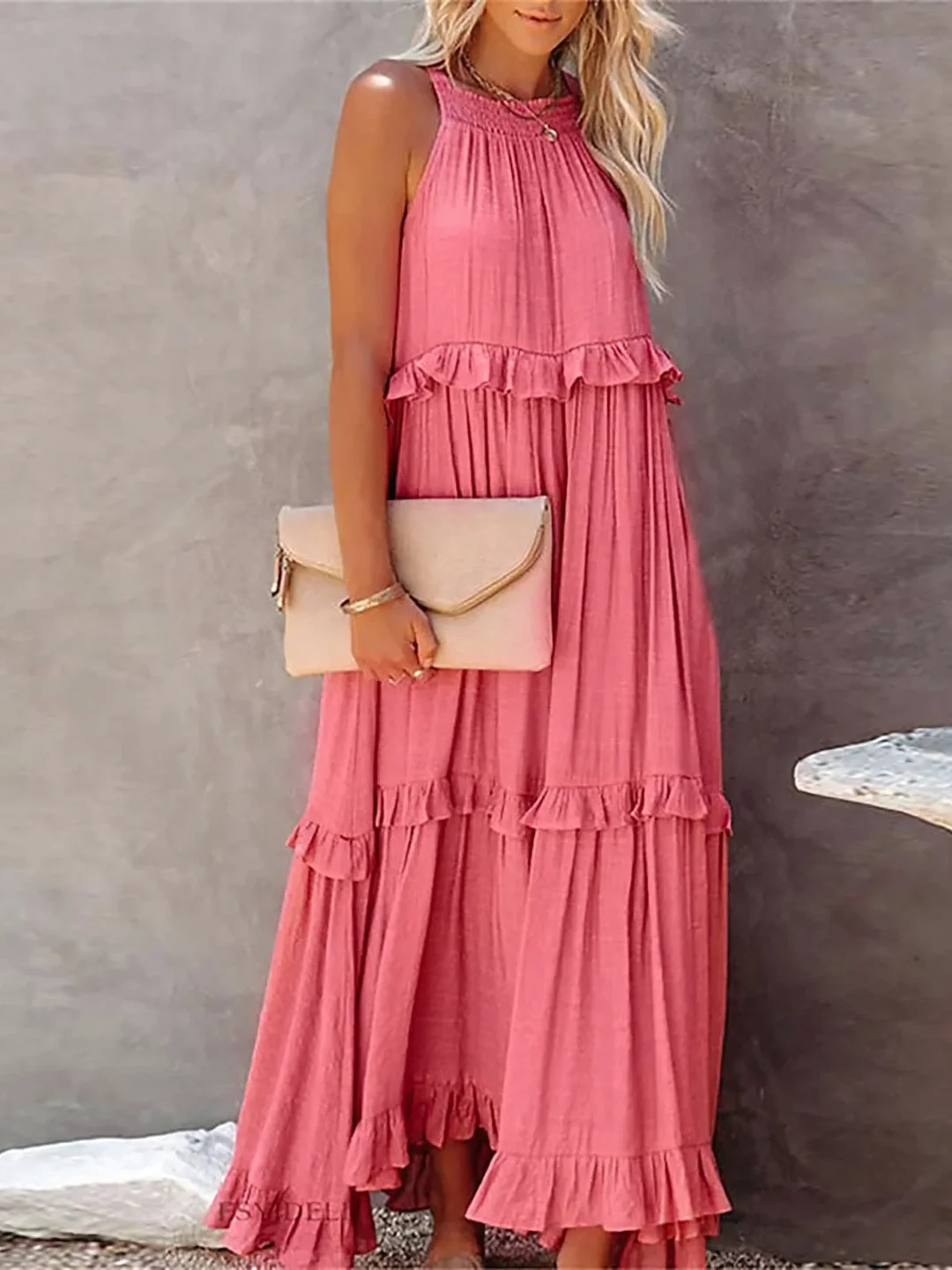 Breezy-Ruffle Maxi Dress