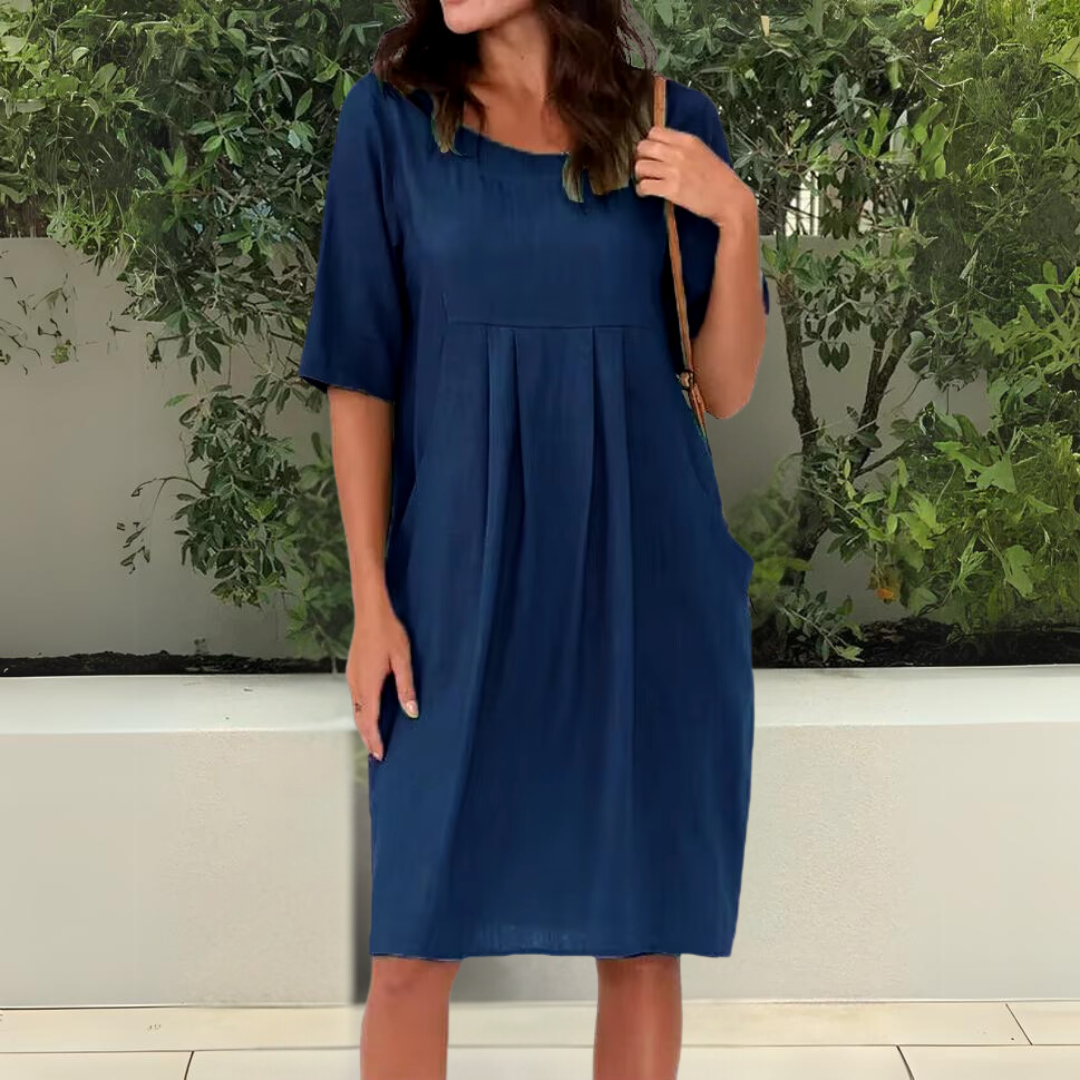 Effortless Cotton Midi Dress with Pockets