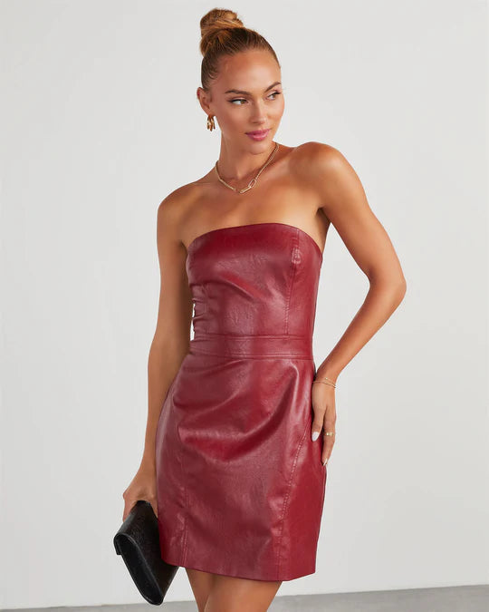 Standout Strapless Leather Mini