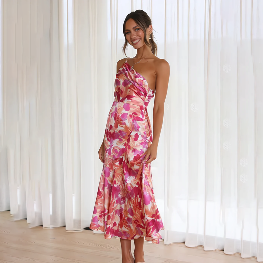Effortless Asymmetric Floral Dress