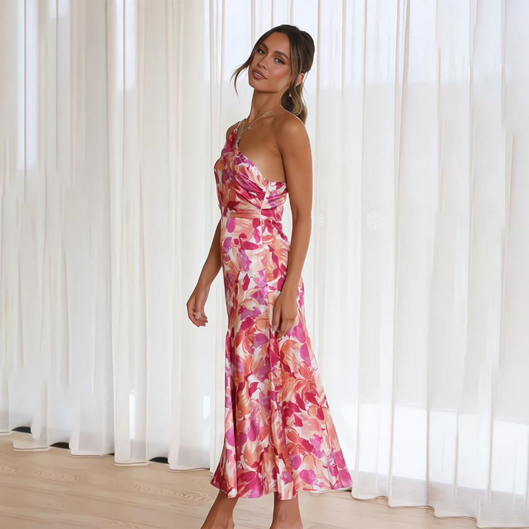 Effortless Asymmetric Floral Dress