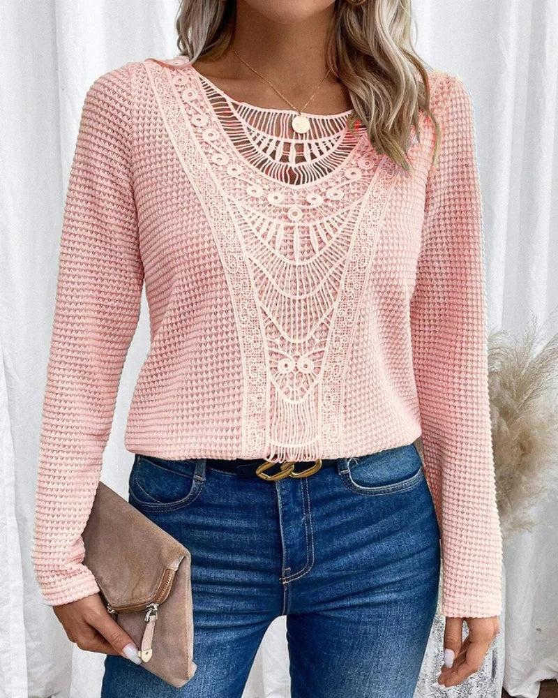 Chic-Lace Cut-Out T-Shirt