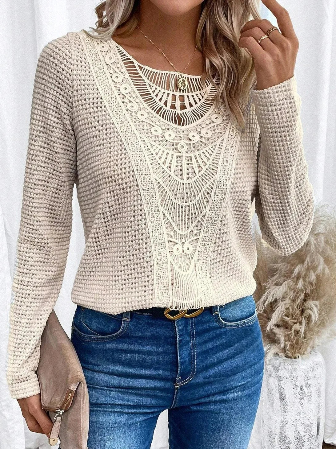 Chic-Lace Cut-Out T-Shirt