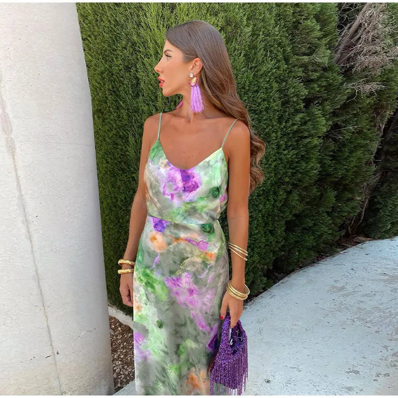 Vibrant Halo-Dye Maxi Dress