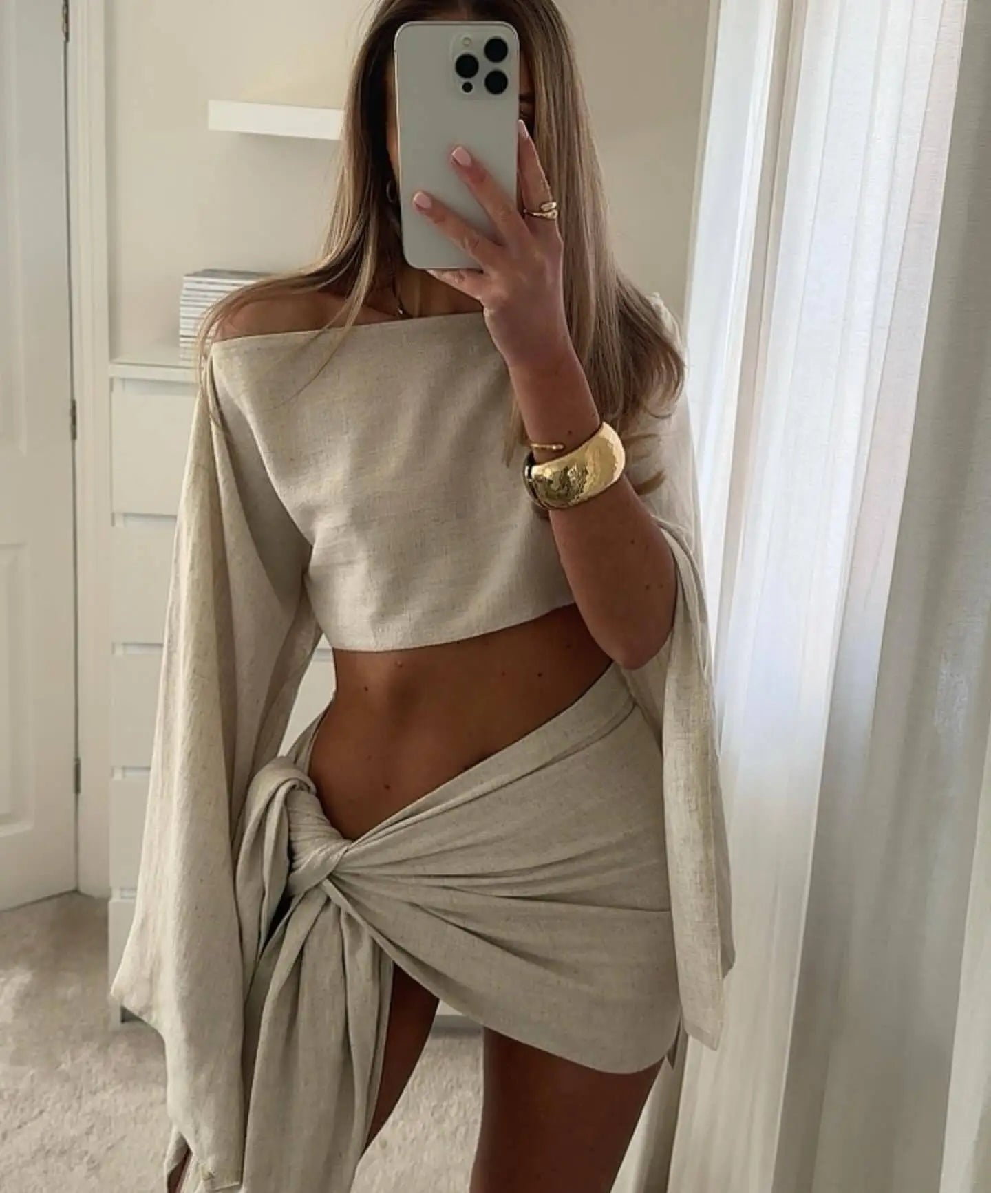 Chic One-Shoulder Beach Set