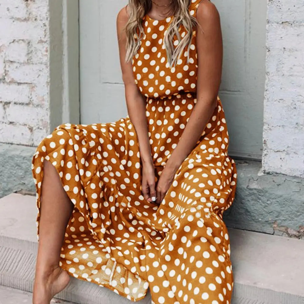 Easy Elegance: Dotted Maxi Dress