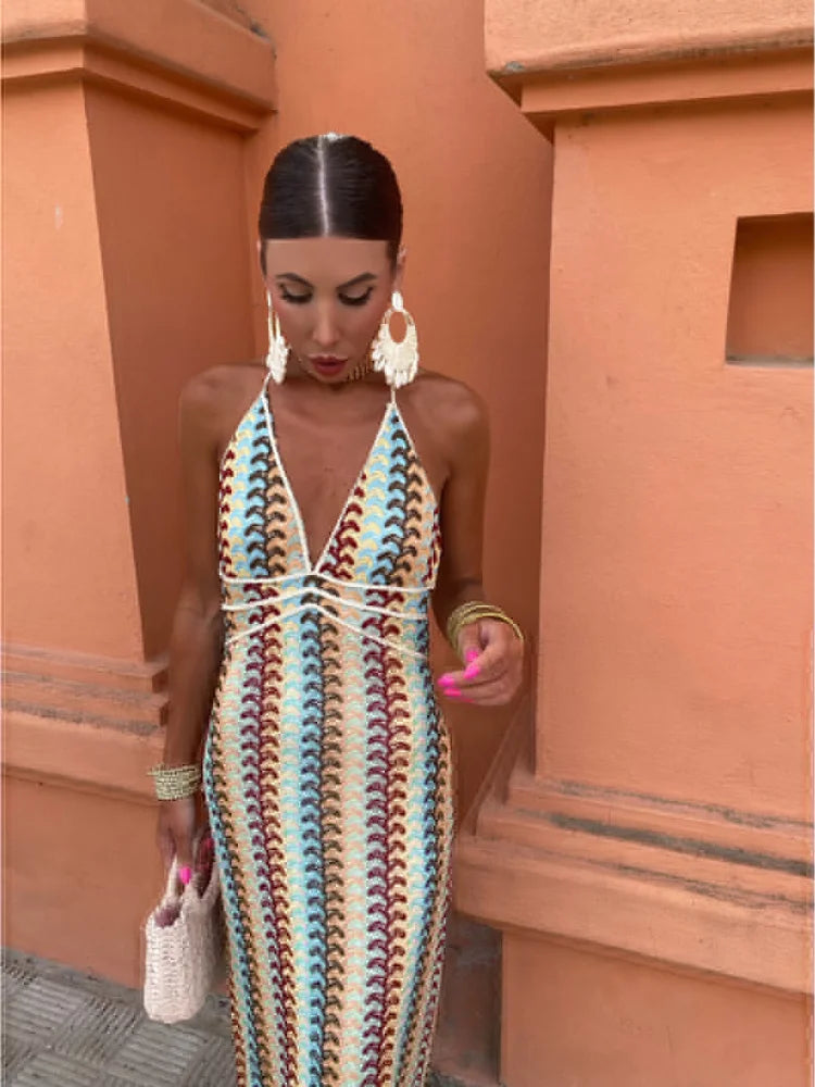 Radiant Elegance Halter Dress