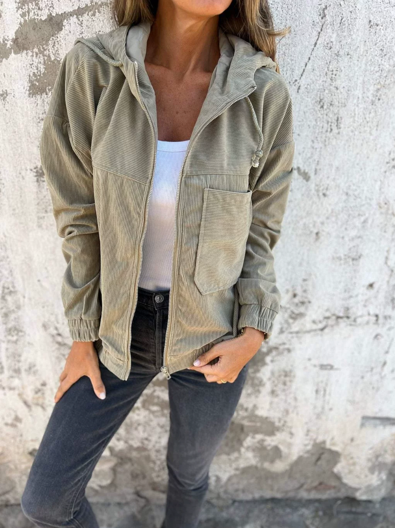 Cozy-Corduroy Hooded Jacket
