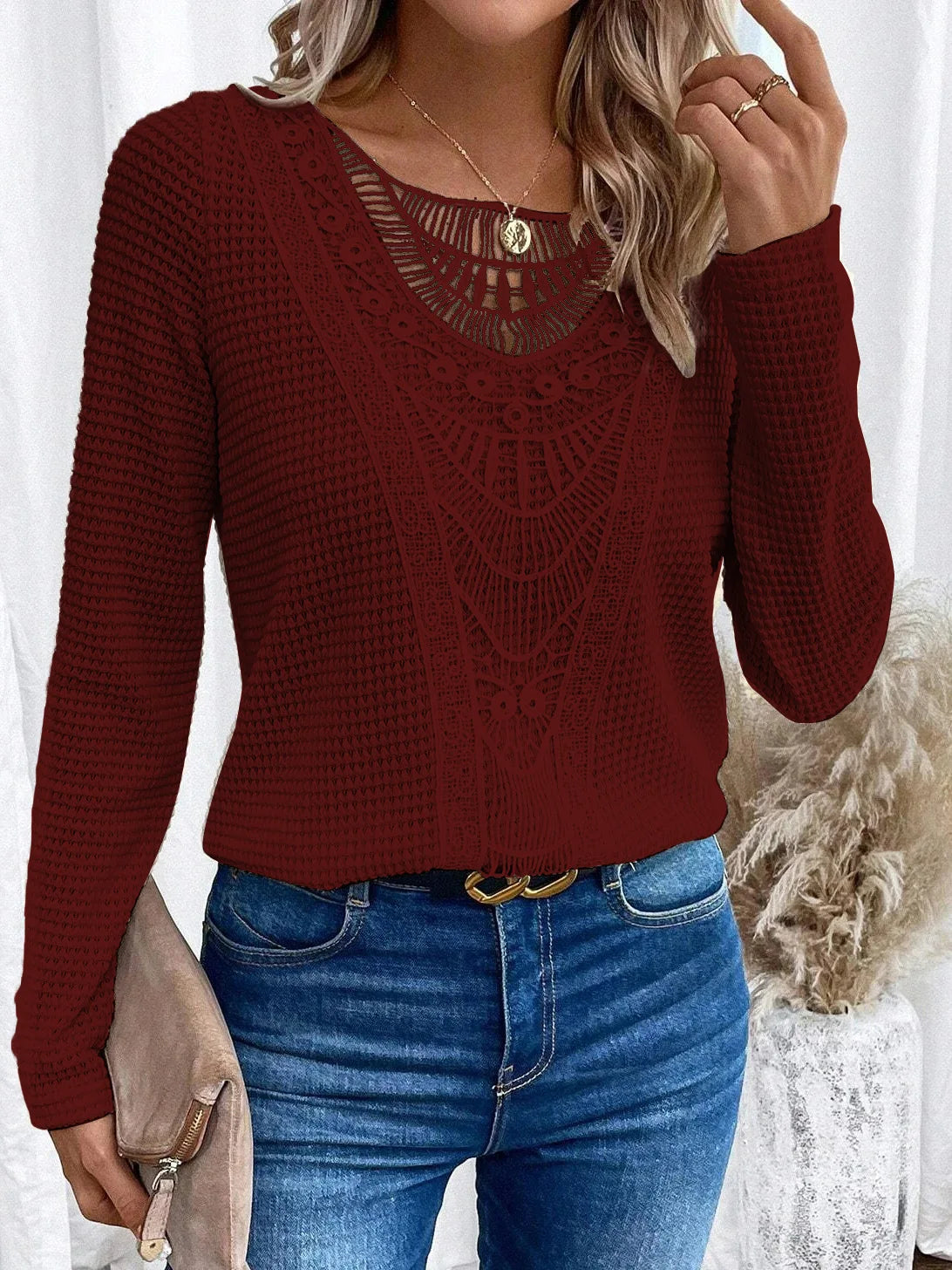 Chic-Lace Cut-Out T-Shirt