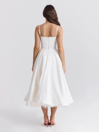 Floating Elegance Satin Midi Dress