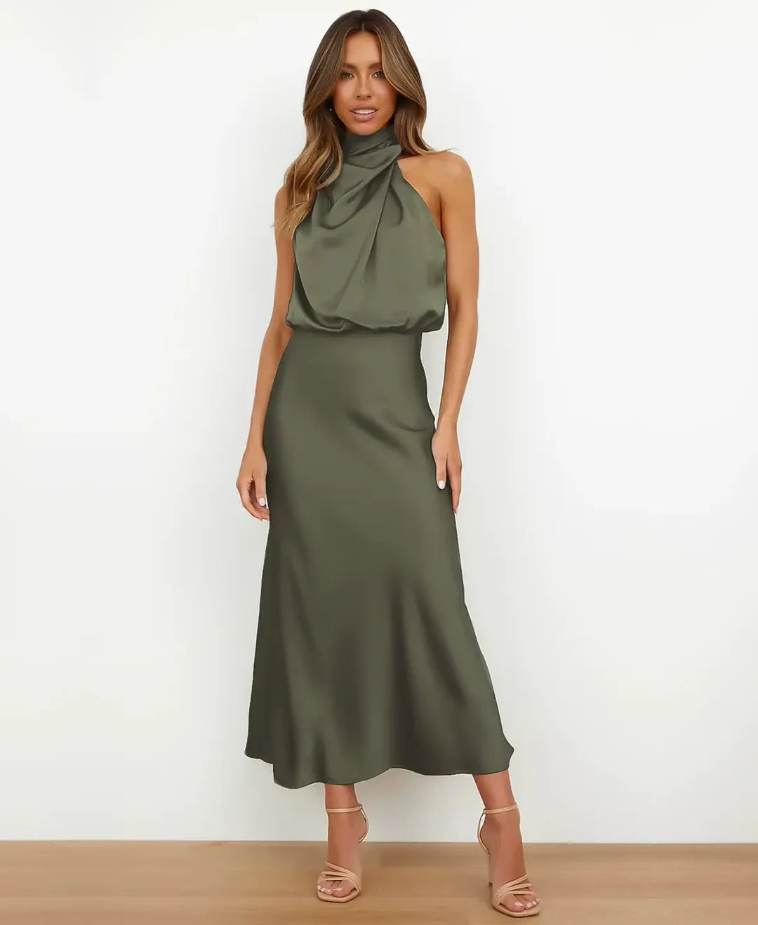 Sophisticated High-Waist Midi Dress