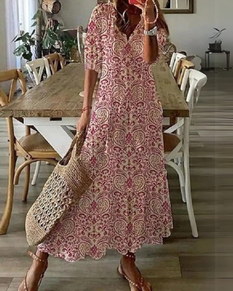 Fuzzy-Boho Figure-Flattering Dress
