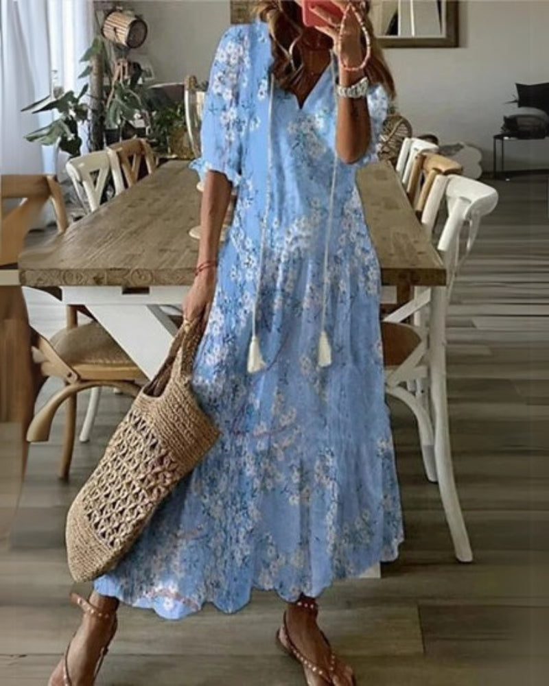 Fuzzy-Boho Figure-Flattering Dress