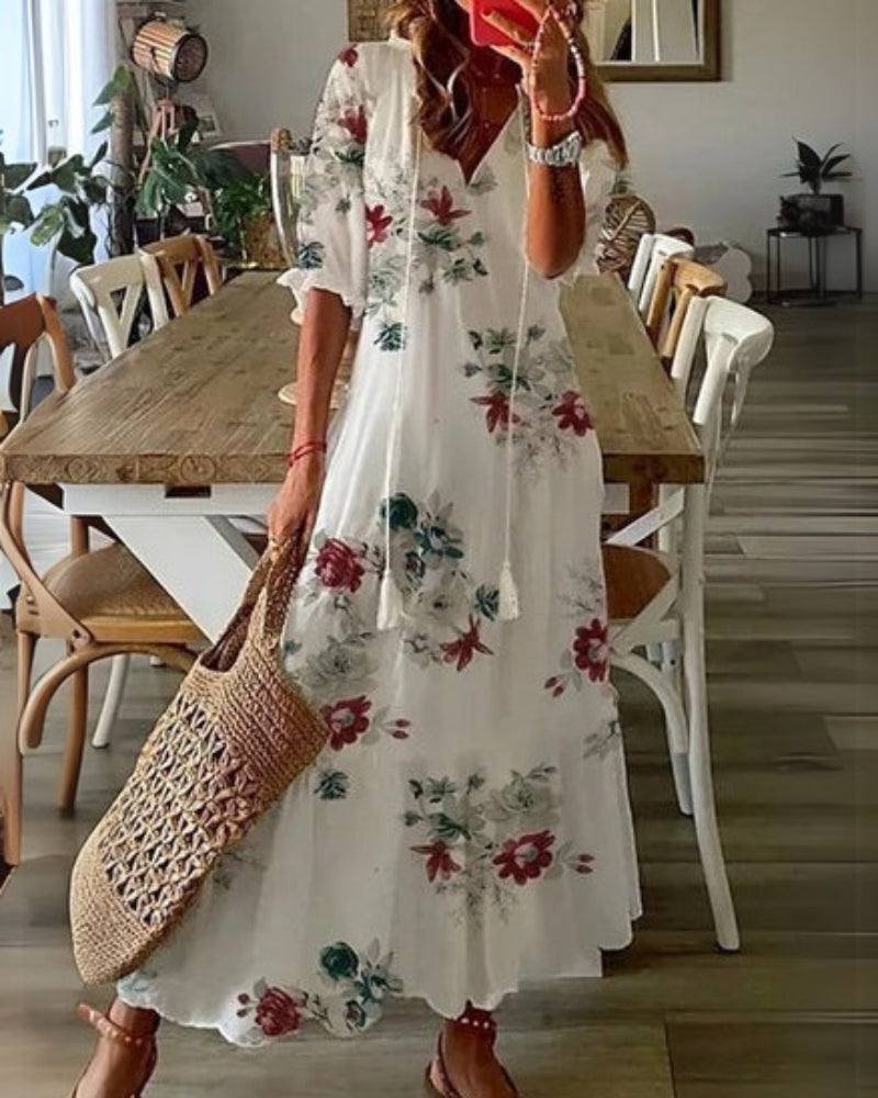 Fuzzy-Boho Figure-Flattering Dress