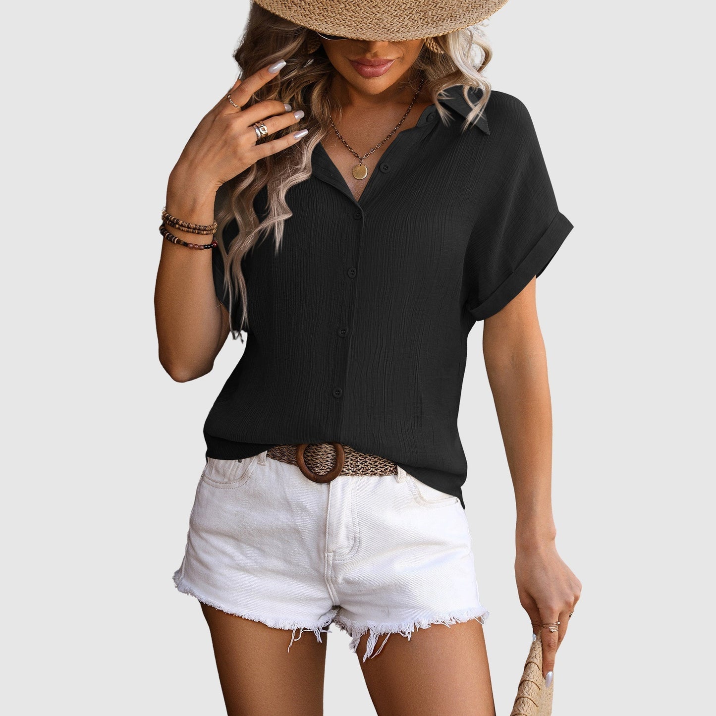 Soft-Crinkle Pastel Shirt