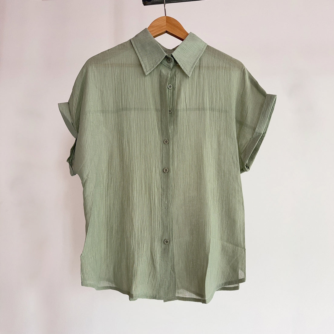 Soft-Crinkle Pastel Shirt