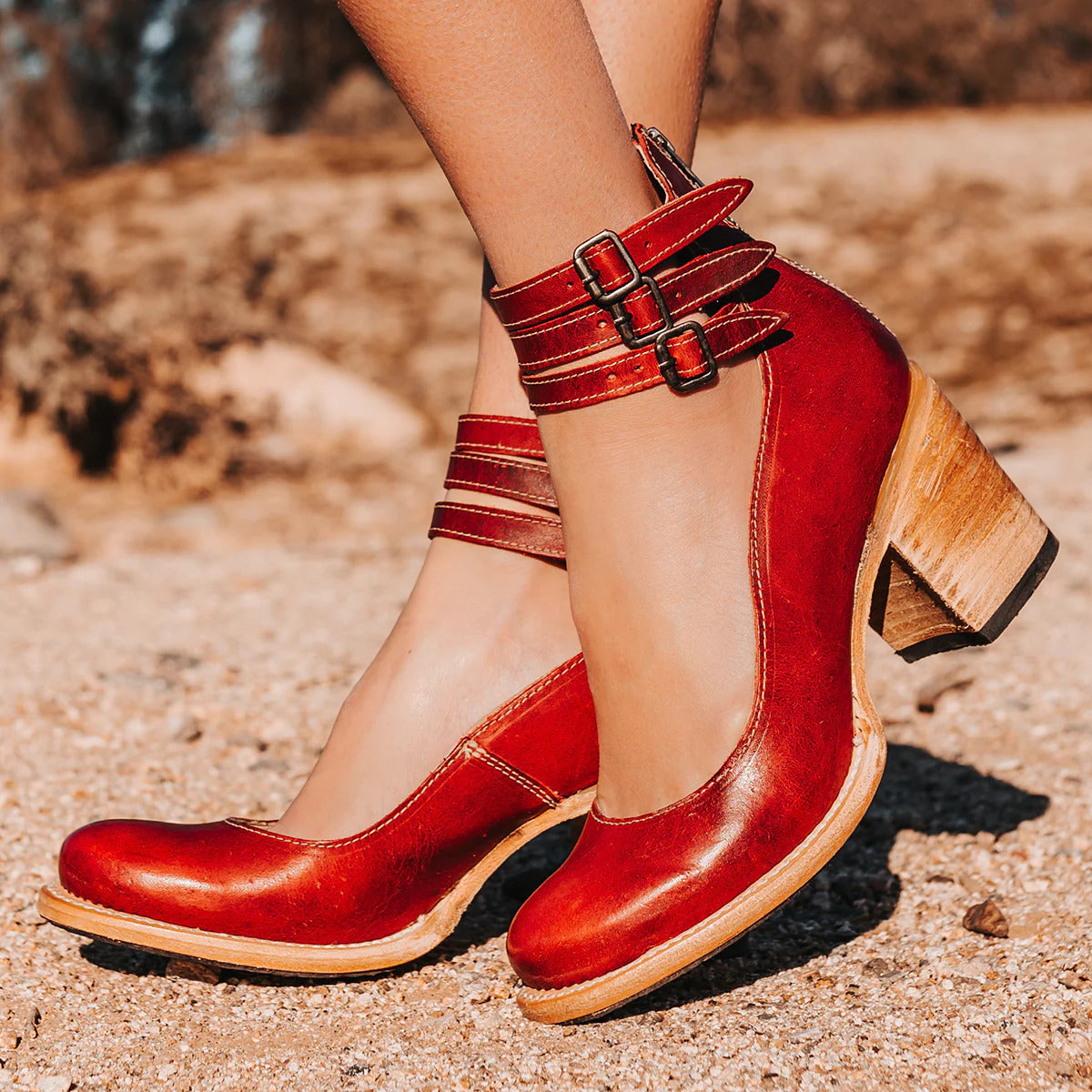 Vintage-Chic Ankle Strap Heels