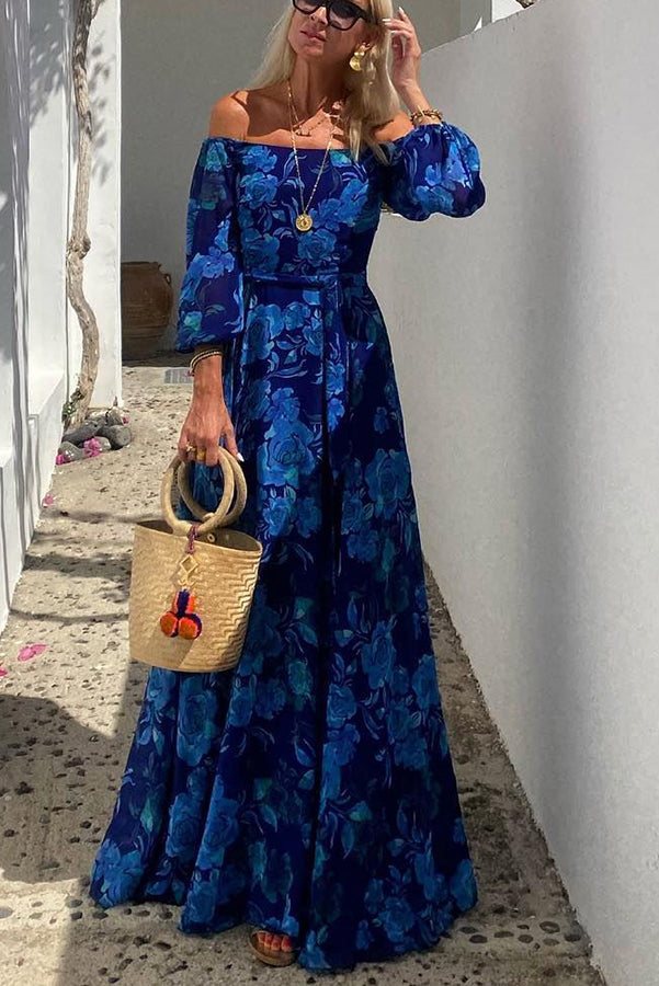 Elegant Off-Shoulder Floral Maxi
