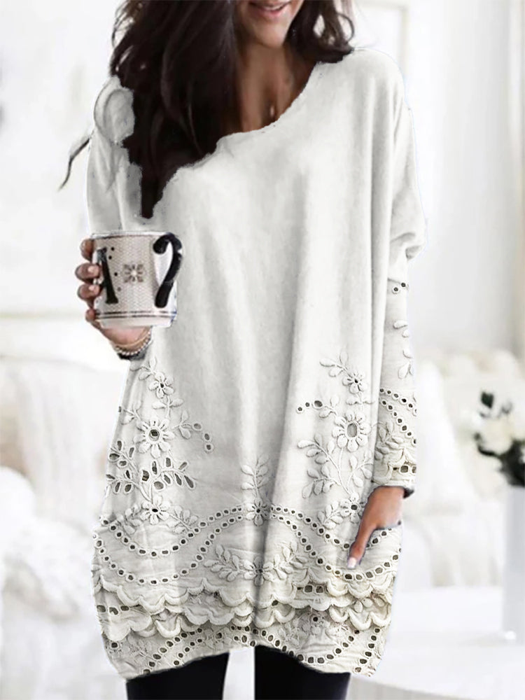 Elegant Cozy Embroidered Sweater