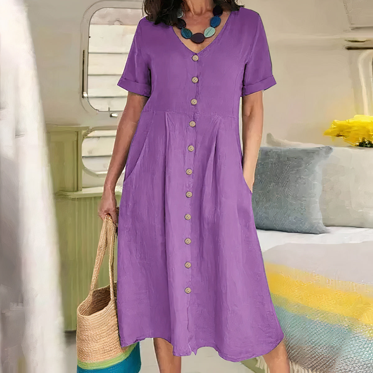 Effortless Elegance Button Dress