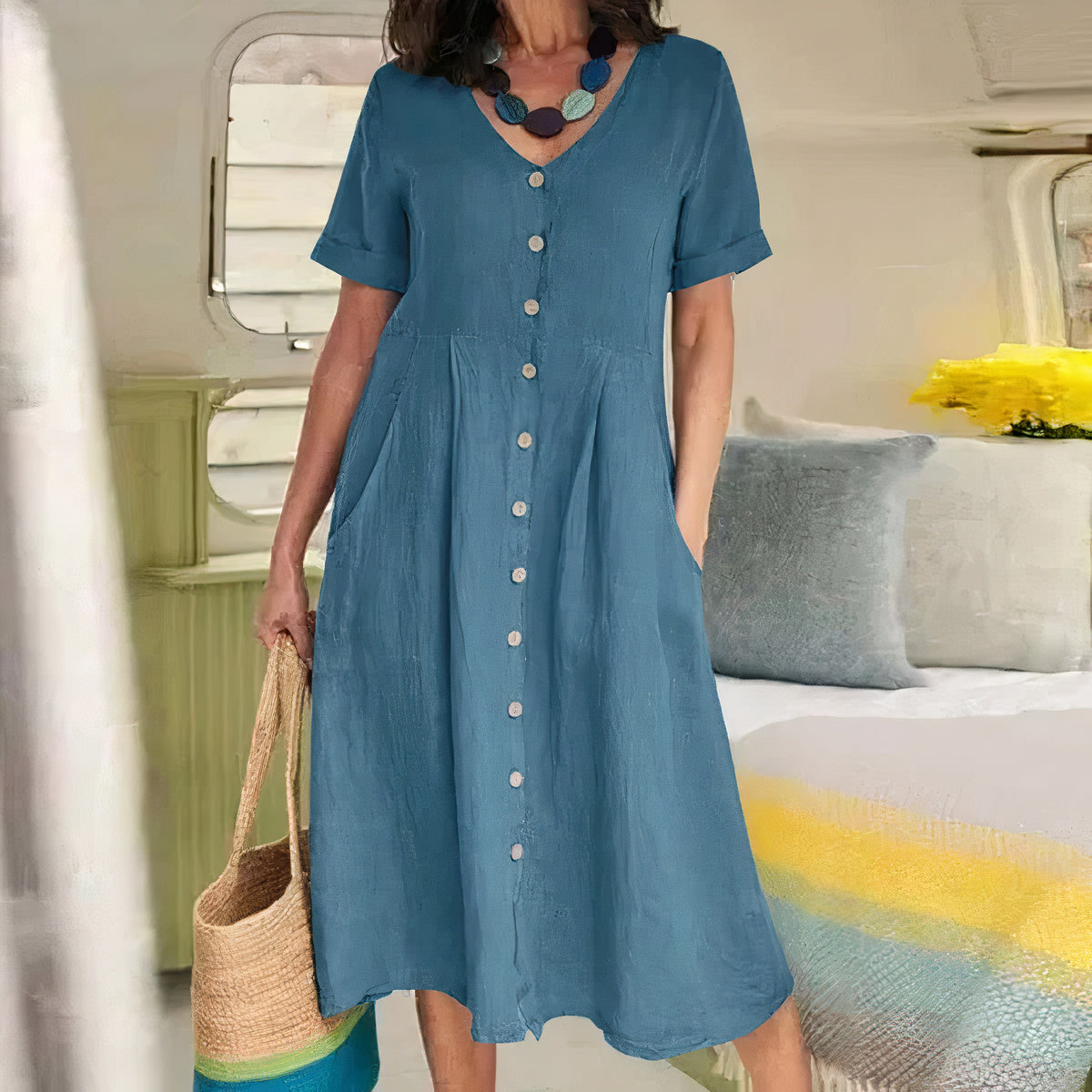 Effortless Elegance Button Dress
