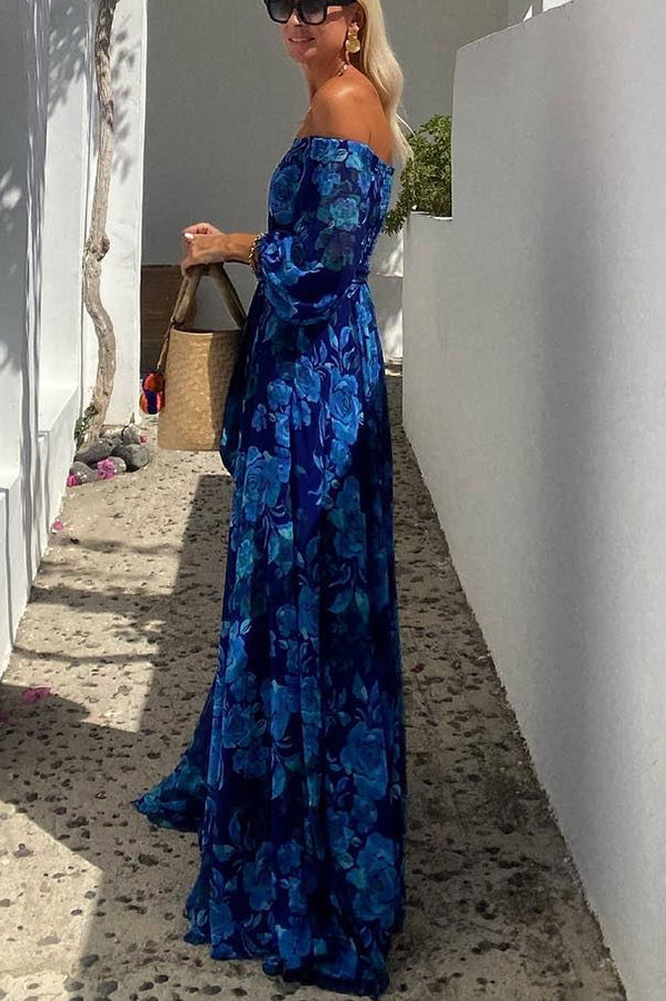 Elegant Off-Shoulder Floral Maxi
