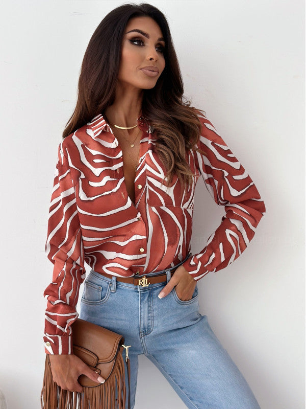 Elegant Satin Print Blouse