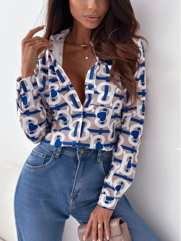 Elegant Satin Print Blouse