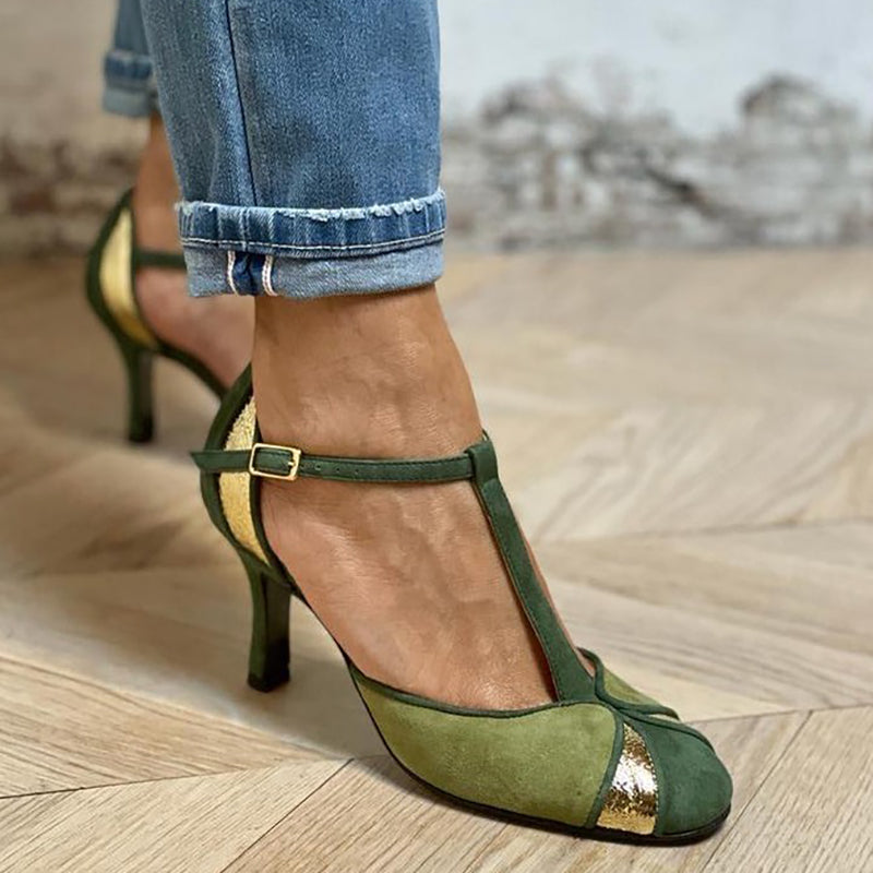 Striking Confidence in Green Heels